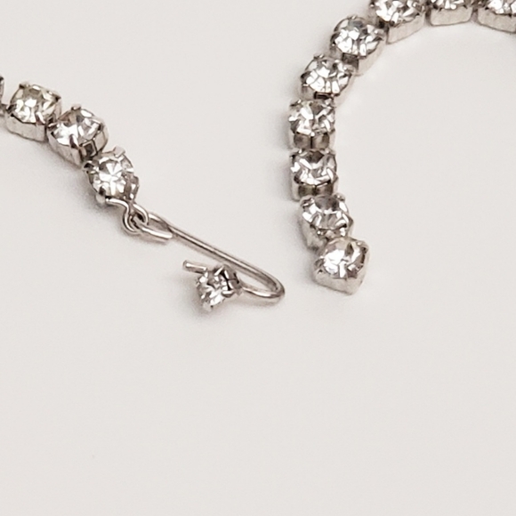 Gorgeous VTG Crown By Gale Studded Faceted Clear Rhinestone Collar Bib Necklace - Picture 3 of 6